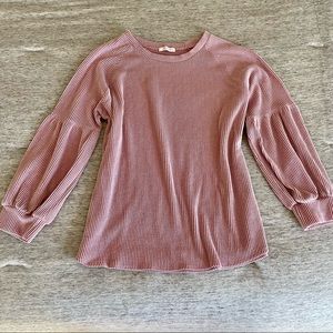 Cherish Balloon Sleeve Sweater / Blouse in Pink (Size Large)
